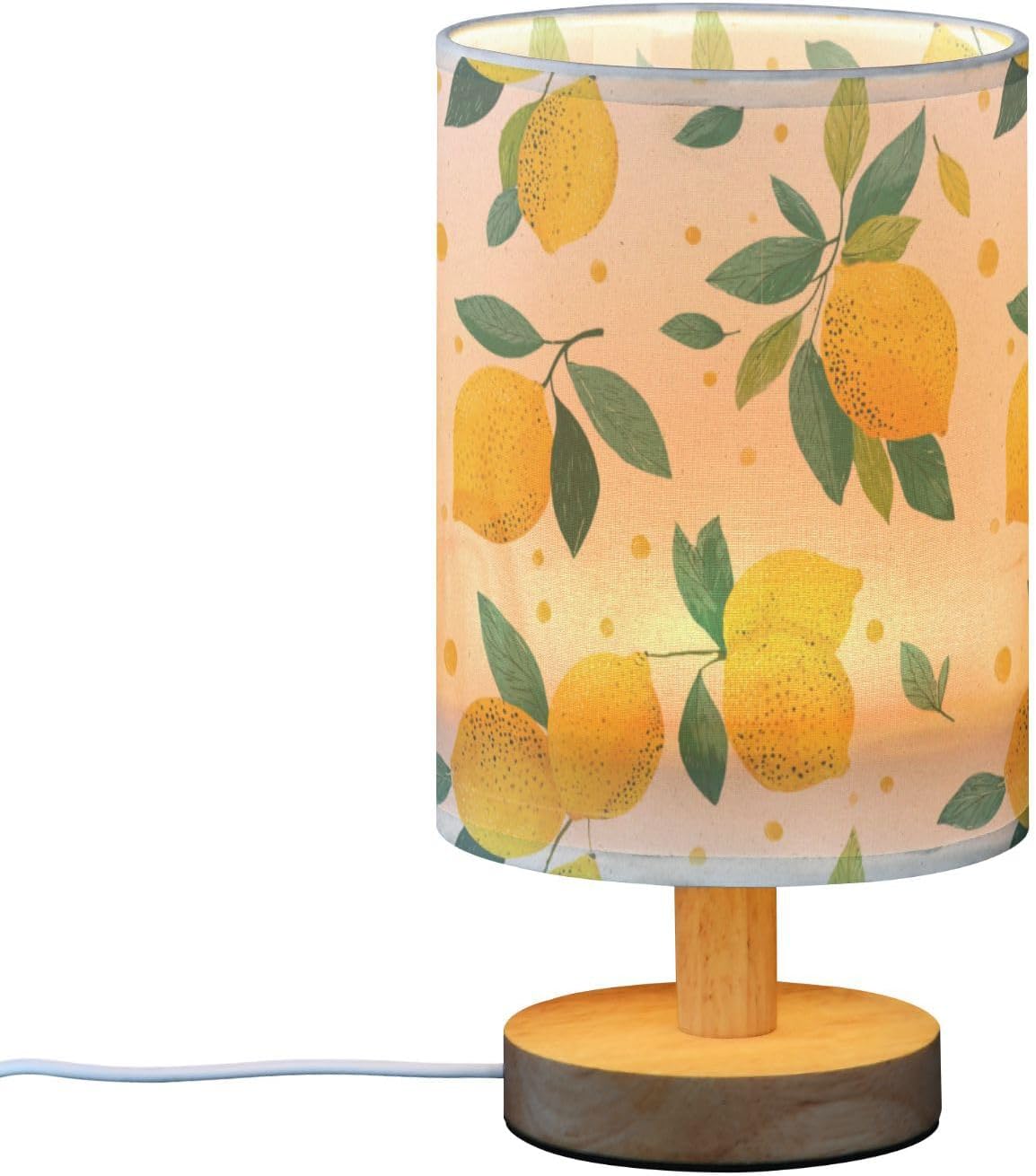 Bedside Table Lamp Lemon Yellow Citrus Fruits (93) Kids Nightstand Lamp Night Light Fabric Shade for Bedroom Living Room Home Office