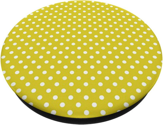 Yellow White Polka Dot Cell Phone Button Pop Out Holder Grip PopSockets PopGrip: Swappable Grip for Phones & Tablets