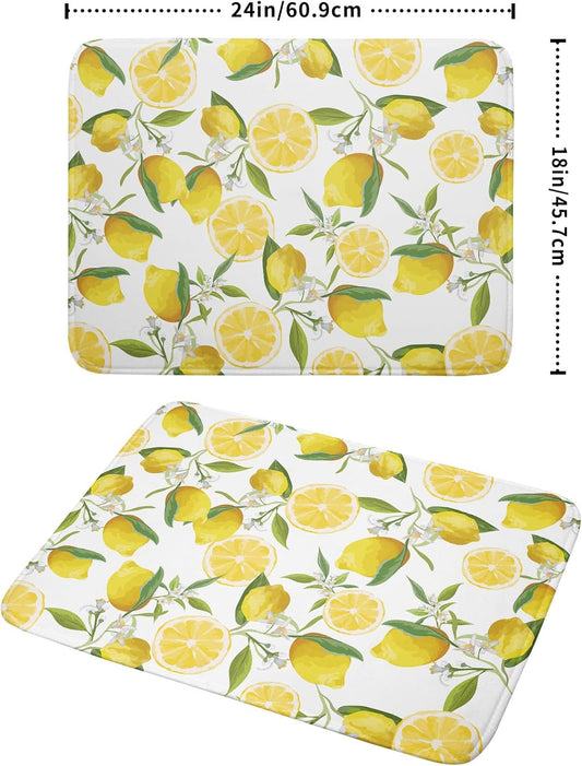 Lemon Dish Drying Mat for Kitchen Counter Spring Summer Microfiber Absorbent Dish Draining Reusable Washable Foldable Extra Large 18"x24"