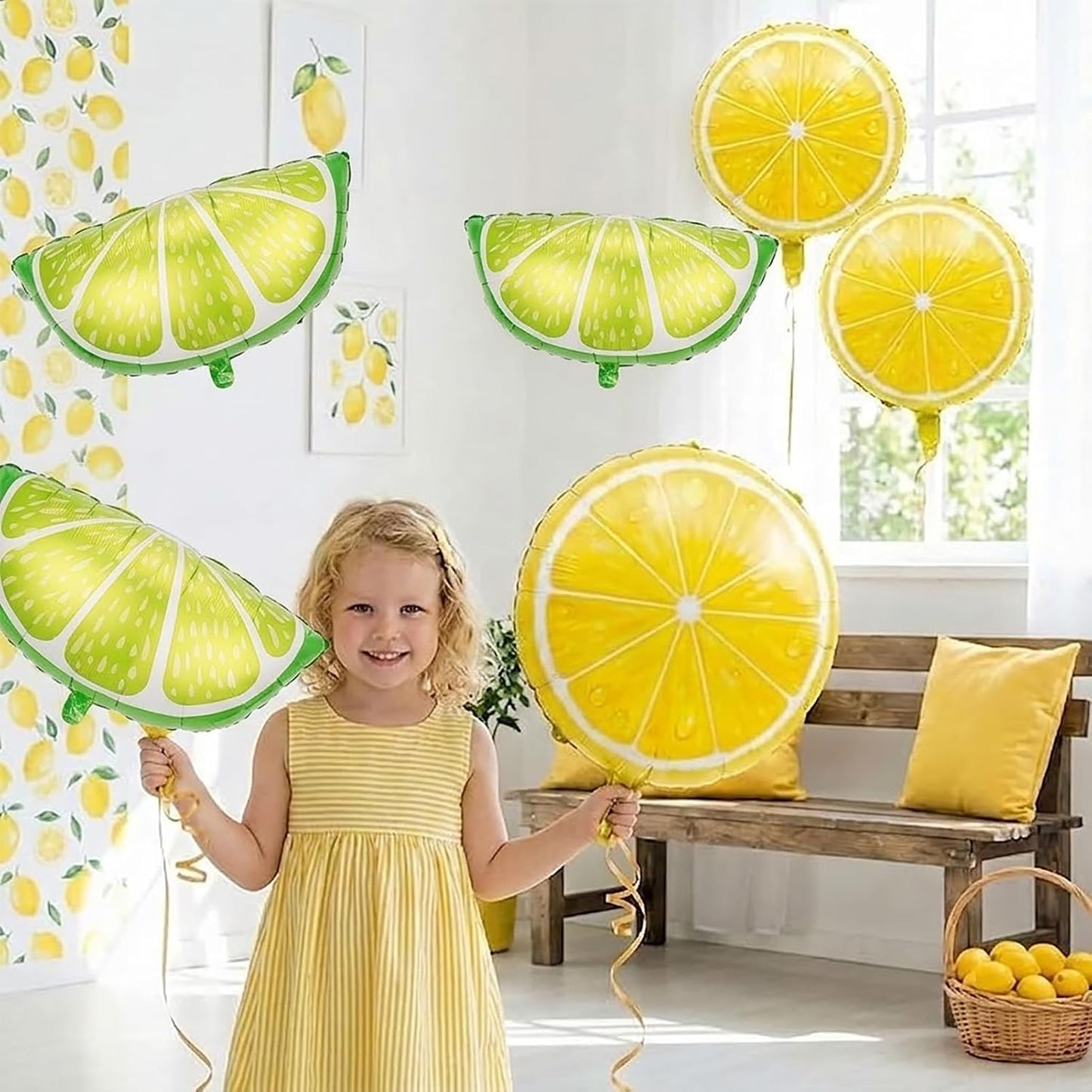 Lime and Lemon foil Balloons Banner Summer lemon Balloons for Fruit theme birthday she found her main Shower Sweet Baby shower Lemonade Centerpiece amalfi coast wedding decorations