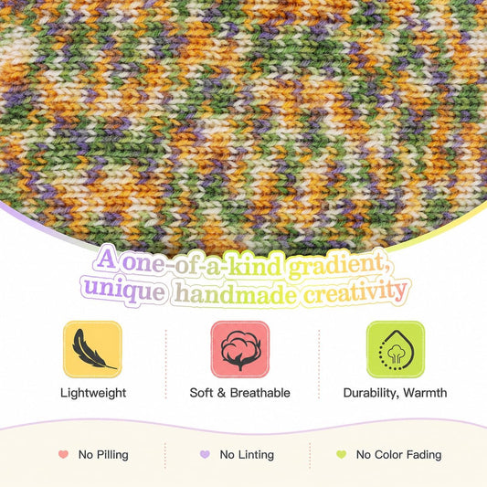 Wool Yarn for Crocheting & Knitting-#3 DK Weight Yarns Green Yellow | 8.82oz/ 250g Hand Dyed Yarn 70% Wool 30% Polyester- Sock Yarn 710 yds Blend Cashmere Yarns for Knitting Sock Blankets, Shawls