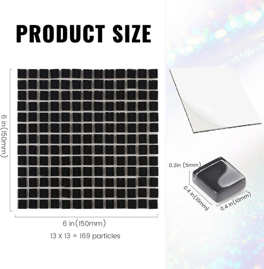 169 Particles Self-Adhesive 0.4X0.4 Inch Square Mosaic Tile. Hobbies Children Handmade Crystal Glass Tiles, Art Crafts, Mosaic Making Projects, Home Decoration DIY Art Projects (Yellow)