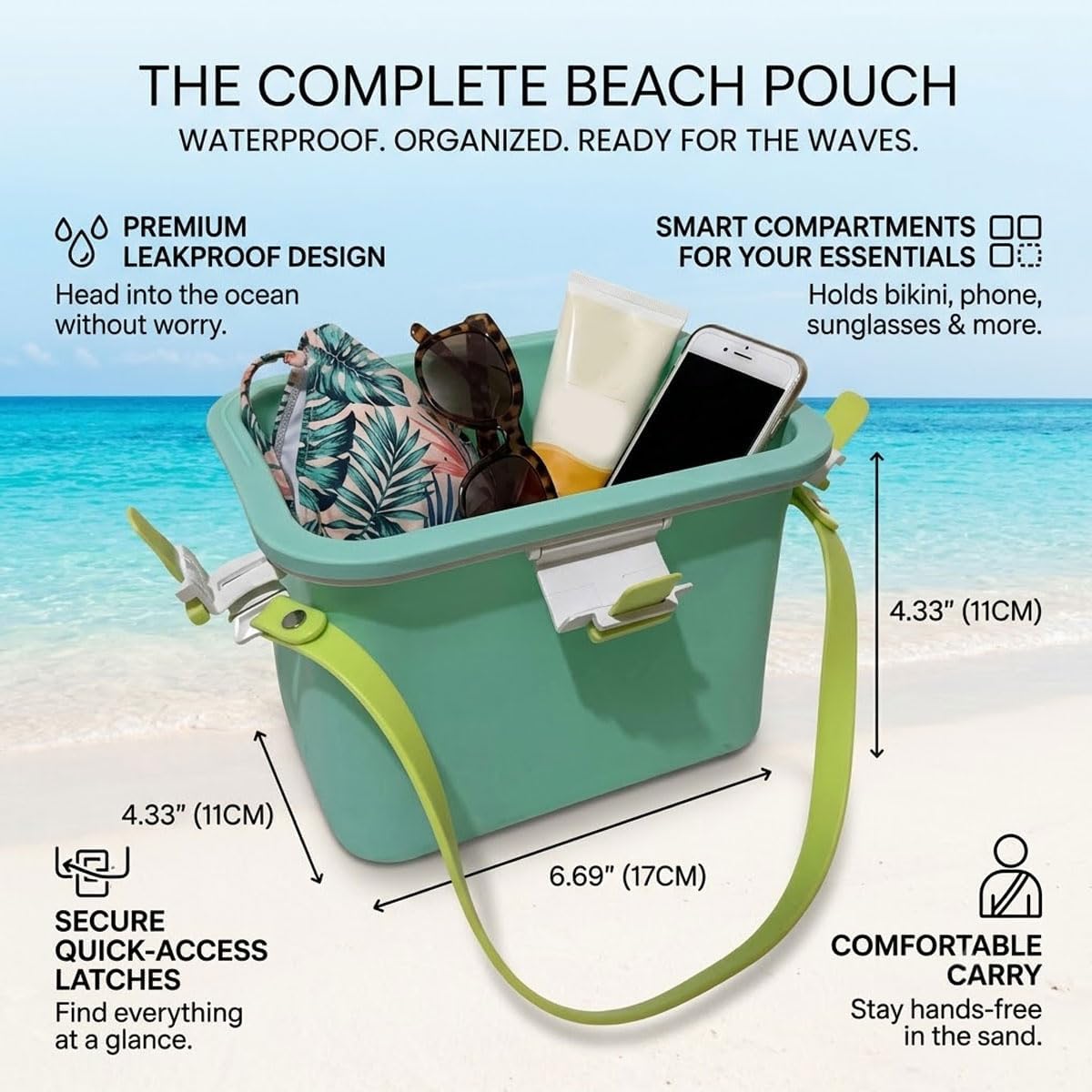 Huggea Waterproof Purse - Silicone Swimming Storage Bag & Foldable Lunch Bag