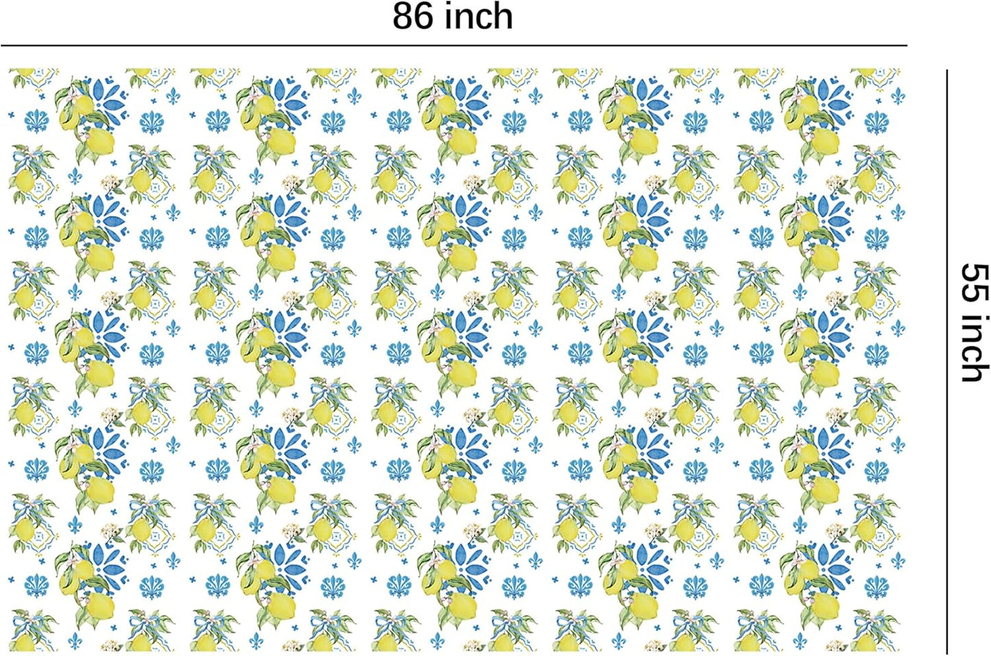 Lemon Mediterranean Tablecloth, 3Pcs Disposable Blue Tile & Lemon Floral Party Table Cover Supplies for Summer Parties, Birthday, Italian Theme, Baby Shower, Bridal Shower, 55in x 86in