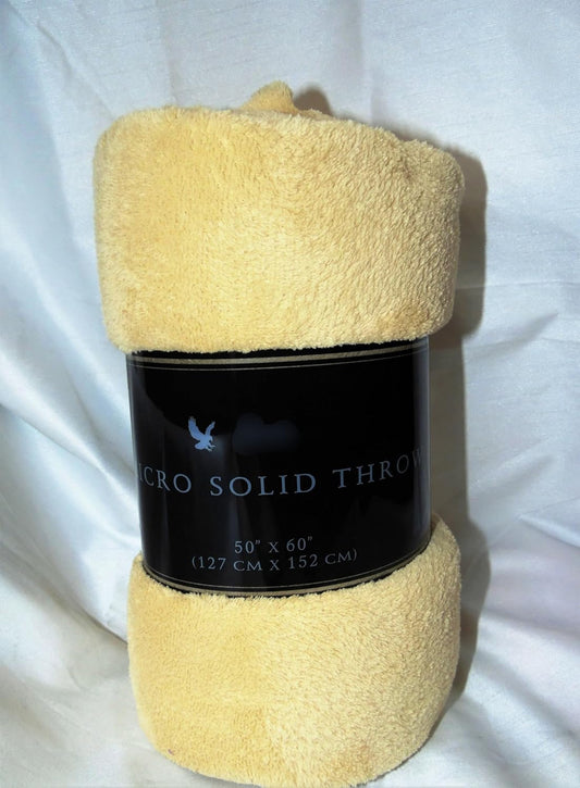 Small Throw Super Soft Blanket Microplush Comfort Cozy Fleece 50" Inch (W) x 60" inch (L) (Yellow)