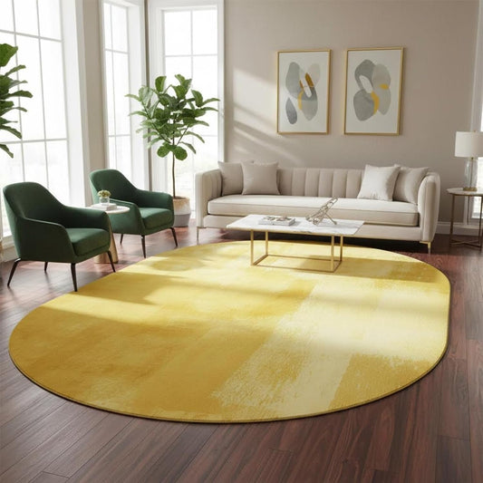 Modern Abstract Oval Area Rug 6x9 Yellow Ombre Watercolor Art Pattern Indoor Rugs Non-Slip Washable Soft Floor Carpet for Bedroom Living Room Dining Room Minimalist Scandinavian Boho Home Decor Rug