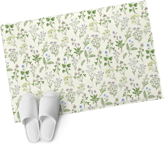2x3ft Washable Area Rug,Fluffy Large Carpet Country Seamless Floral Leaves Soft Indoor Rugs Non-Slip Accent Floor Mat for Living Room Bedroom Office Decor,Summer Plant on Light Yellow