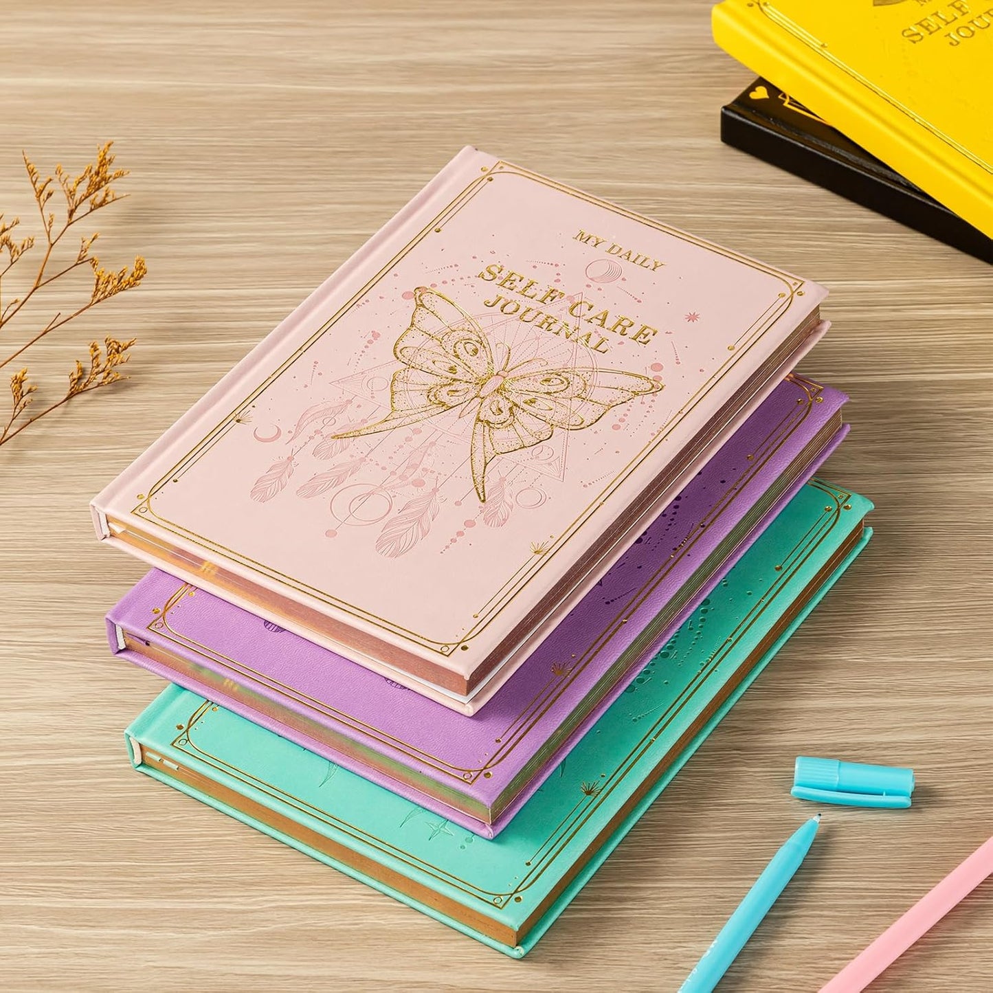 Self-Care Journal for More Happiness, Optimism, Affirmation & Reflection, Gratitude Journal with Guided Prompts, Inspirational Quotes, Mood Tracker, Undated Daily Journals for Women & Men (Yellow)