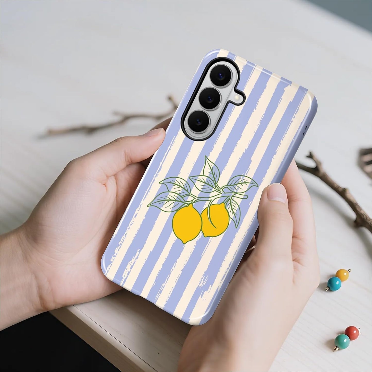 for Samsung Galaxy S26+ Case for Women Girl Men Boy, Shockproof Soft Silicone & Hard PC Shell Protective Case for Samsung Galaxy S26+ - Lemons and Stripes