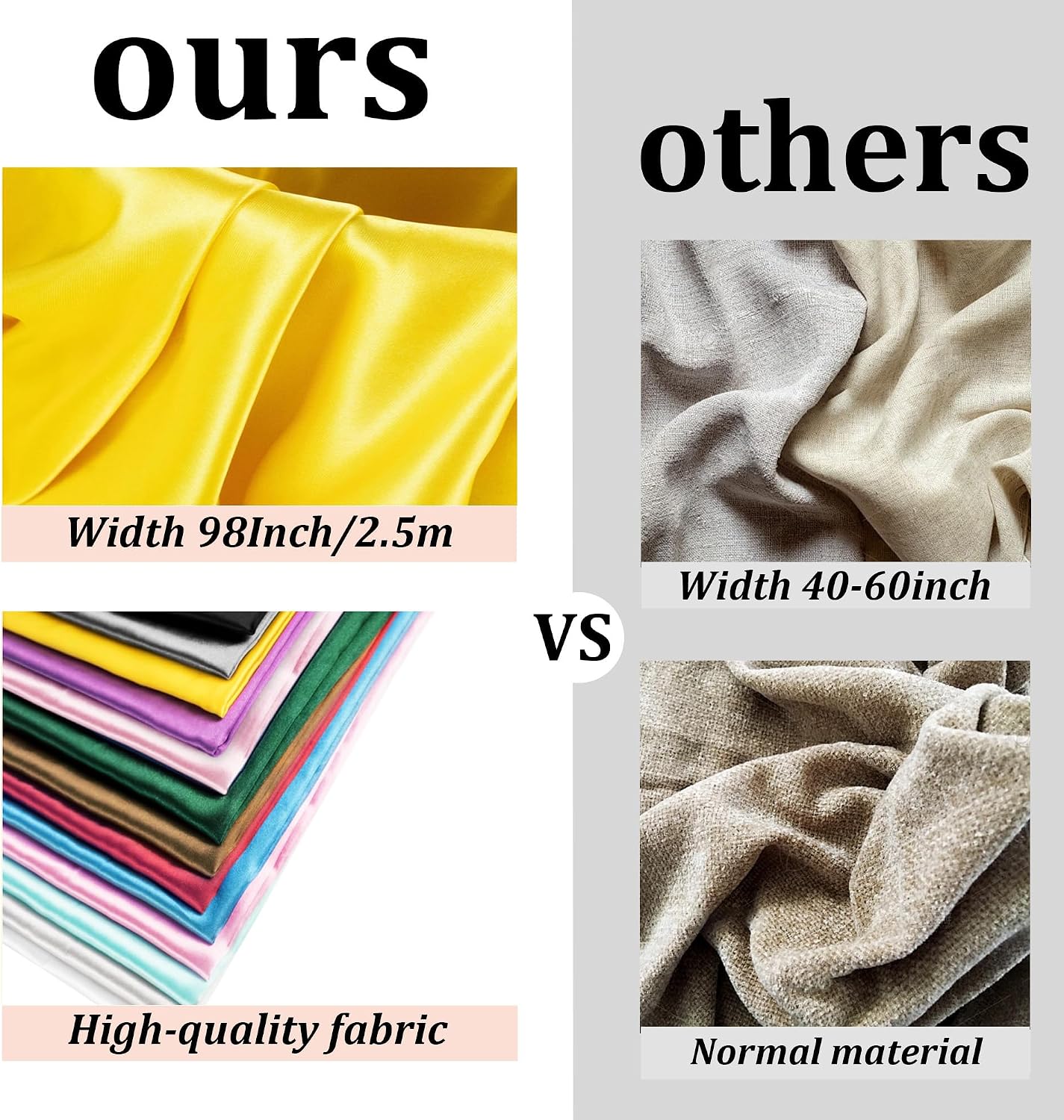 Yellow Satin Fabric - 98 Inch/2.5m Wide by The Yard, Soft Silky Fabric for Wedding Dress, Sewing, DIY Crafts, Clothing Making, 3 Yards