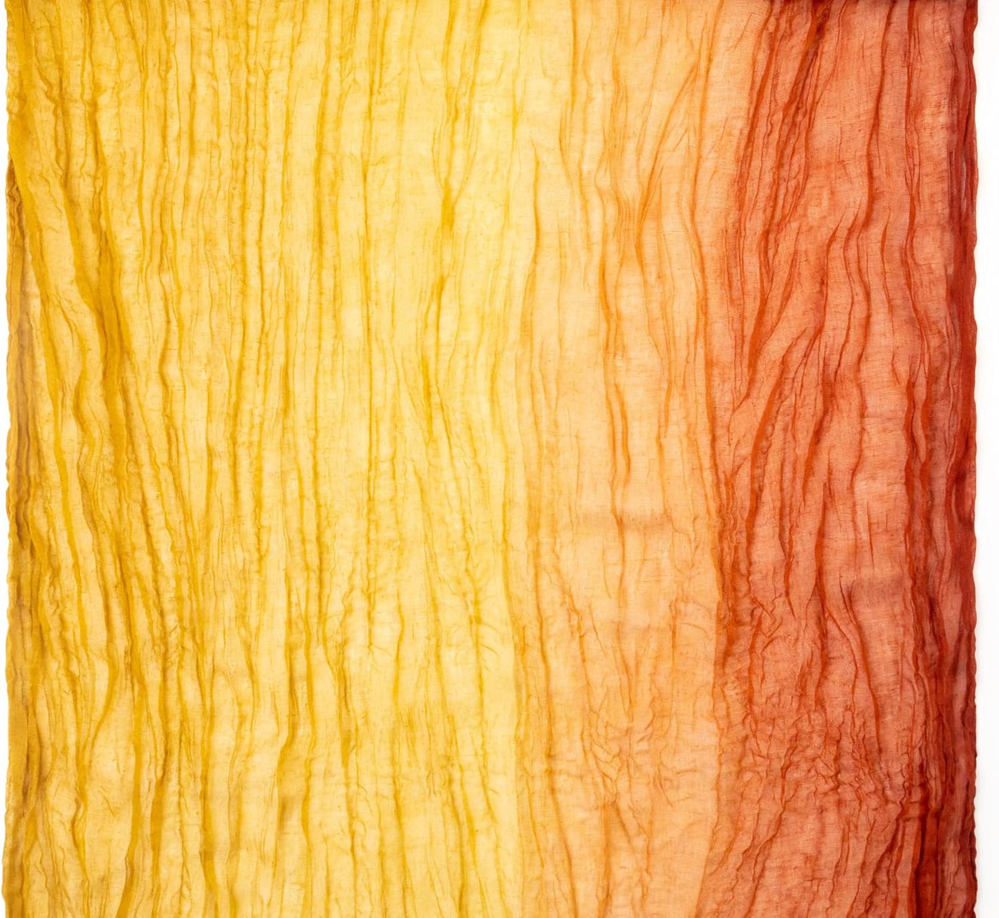 Multi Color Fade Cheesecloth Table Runner- These Boho, Natural, Light Cheesecloth Runners for Your Wedding, Shower, Party or Special Occasion (Rustic Earth & Boho) (Sunset Yellow to Red)