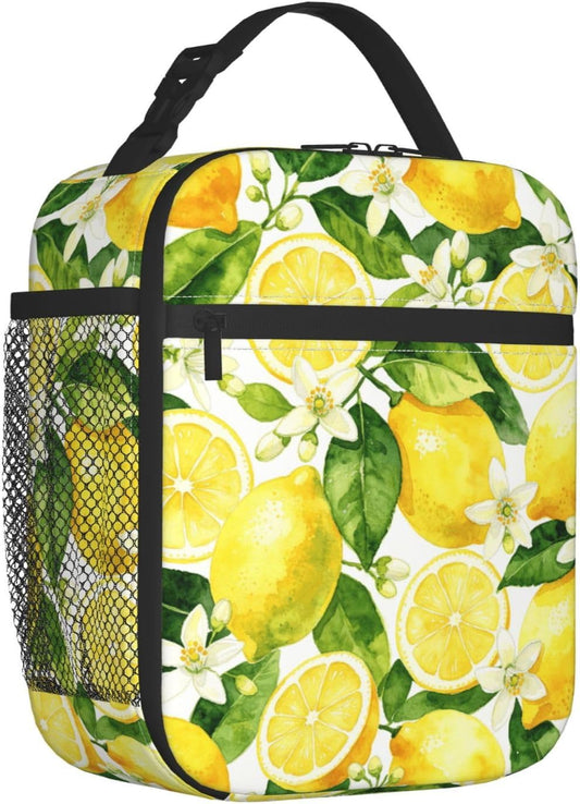 Yellow Lemon Lunch Bag for Women - Leak-Proof Cooler Lunch Containers for Sports, Travel, Hiking, Office