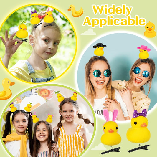 12 Pcs Duck Hair Clips, Cute Festival Rave Sprouts, Yellow Duck Hairpin Accessorie for School Home Party Props