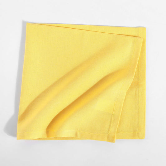 Dinner Cloth Napkin Cotton Linen Blend 12 Pack Natural Premium Quality Mitered Corner Every Day Wedding Christmas Pre Shrunk & Good Absorbency 18x18 inch Yellow