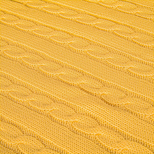 Cotton Cable Knit Toddler Blanket, Breathable and Super Soft 30x40 Baby Blanket for Crib, Stroller, Nursery, Travel, Yellow