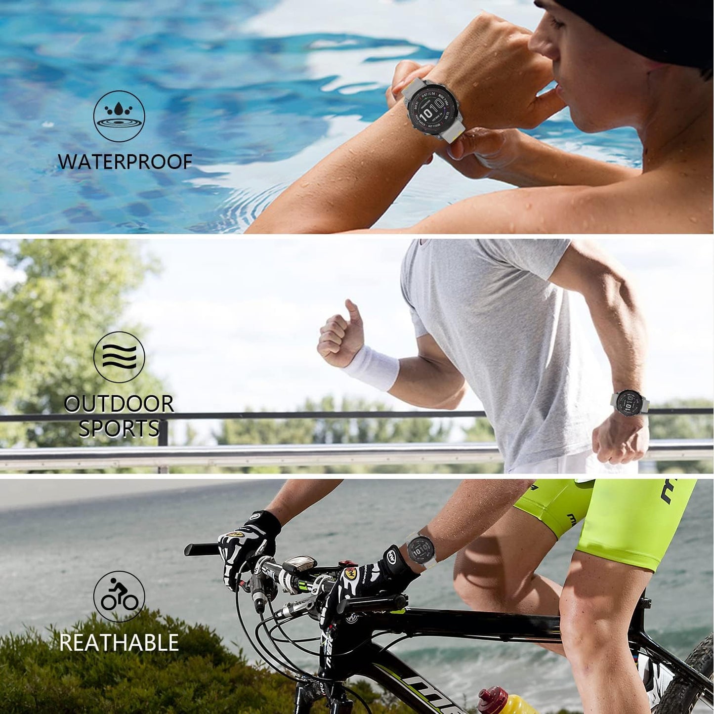 Compatible with Garmin Fenix 7/Fenix 6/Fenix 5 Watch Band | 22mm Easy-fit Sport Silicone Strap for Garmin Fenix 5/Fenix 5 Plus/Fenix 6/Fenix 6 Pro/Fenix 7/Fenix 7 Pro Smartwatch