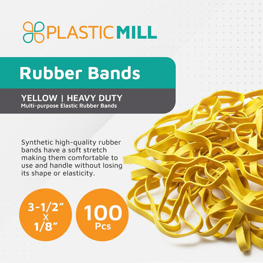 Colored Rubber Bands, Size 33, Yellow - 100-Pack