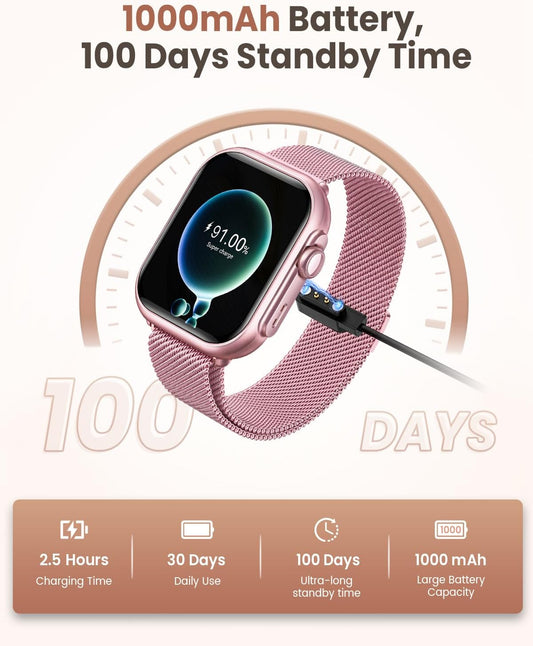 1.83" Smart Watches for Women (Android/iPhone), with 1000mAh Battery, 5ATM | 110+ Sports Modes, Messages and App Notifications, Health Monitoring(Blood Pressure, 24/7 Heart Rate, SpO2, Sleep), Pink