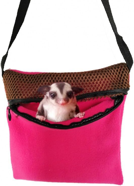 2-Pack Sugar Glider Pouch & Hamster Leash, Adjustable Rat/Bearded Dragon Carrier Bonding Bag—Portable Dwarf Hamster Travel Cage Accessories(Pink & Yellow)