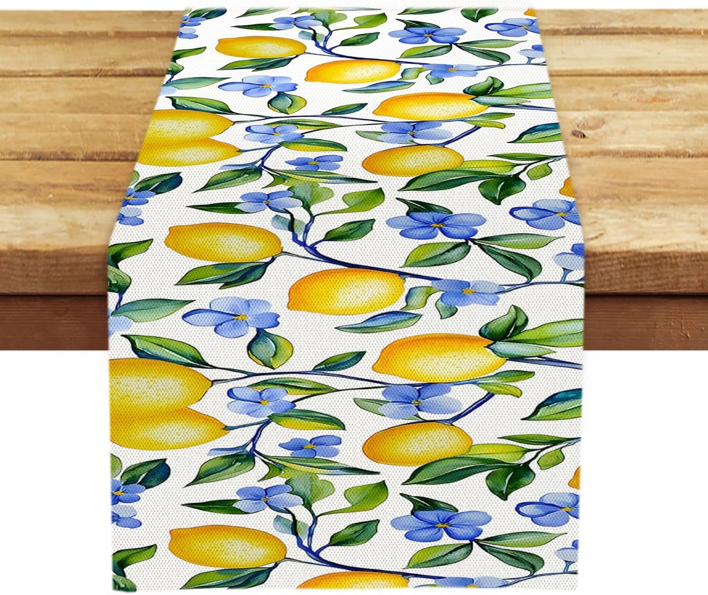 Yellow Lemon Flower Summer Table Runner 13 x 72 Inches Runners for Tables Spring Decorations for Home Indoor and Outdoor Party Decor