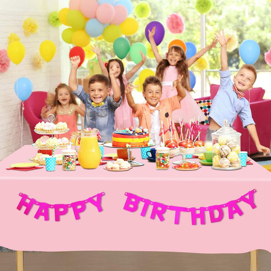 4 Pack Pastel Color Tablecloths Assorted Color Table Cloth Rectangle Disposable Plastic Table Covers for Parties Baby Shower Wedding Birthday Spring Easter Summer Party, Blue Pink Purple Yellow