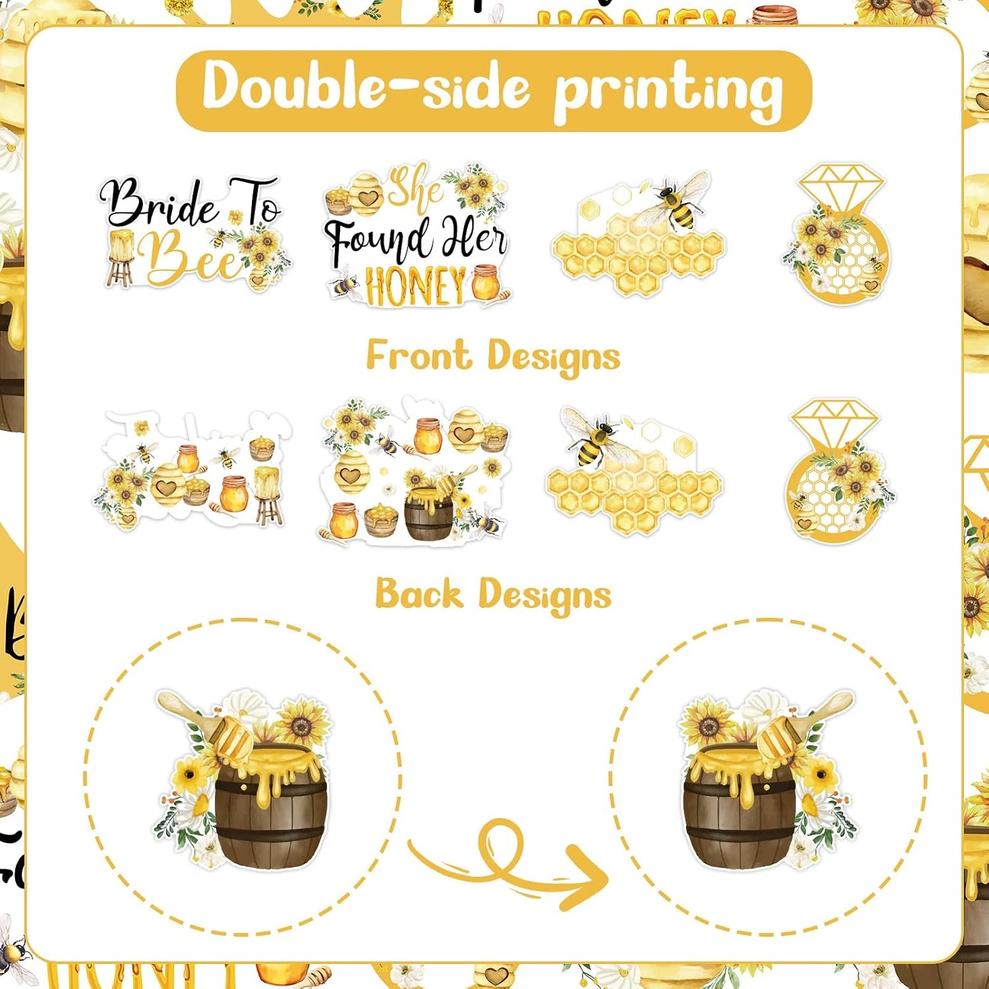 Bee Bridal Shower Decoration, 24pcs She Found Her Honey Decoration Hanging Swirl Double-Sided Yellow for Bride to Bee Bachelorette Engagement Wedding Party
