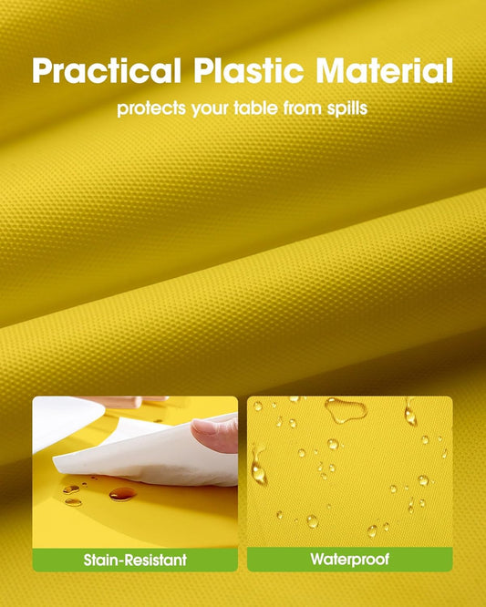 Plastic Table Cloth Disposable 10 Pack, 54 x 108 Inch Table Cloths, Easter Party, Decorative Tablecloths, Rectangle, Lemon, Pastel Plastic Cover, Leakproof & Sturdy, Yellow