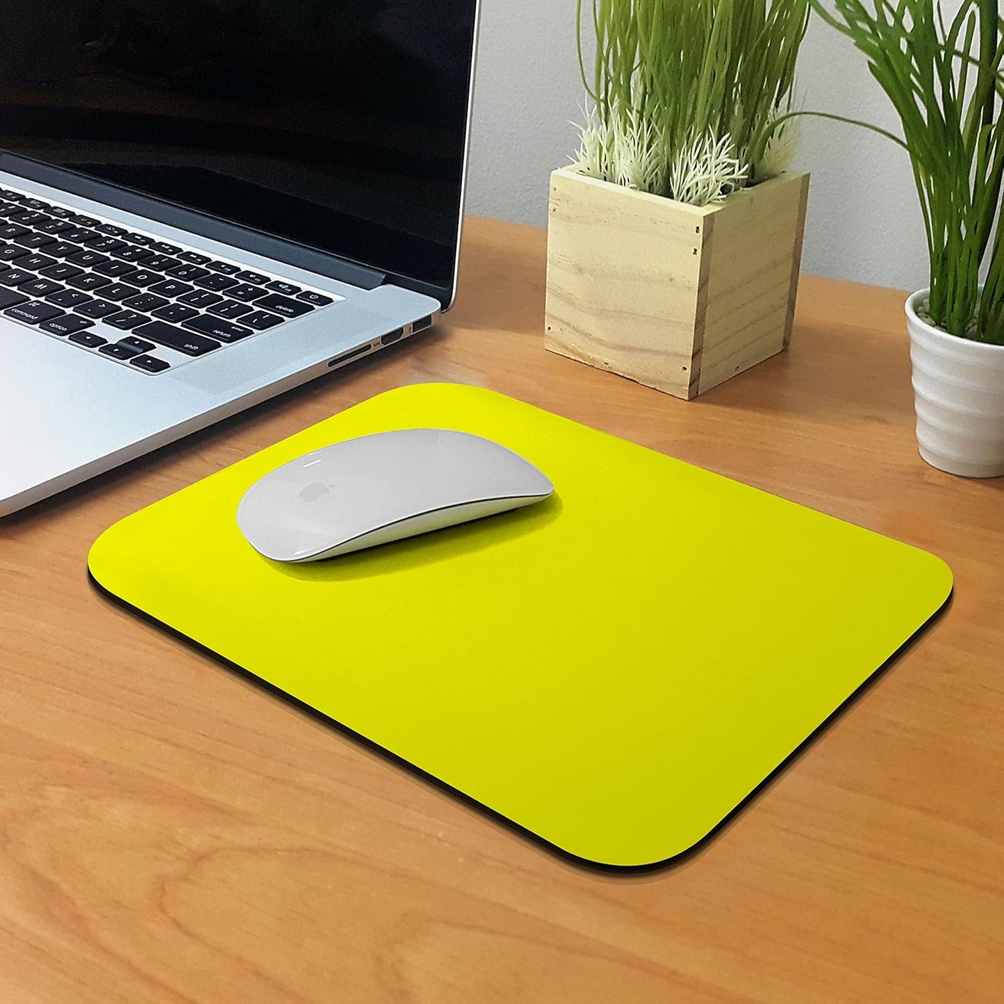 Non-Slip Rectangle Mousepad, Solid Bright Yellow Mouse Pad for Home, Office and Gaming Desk