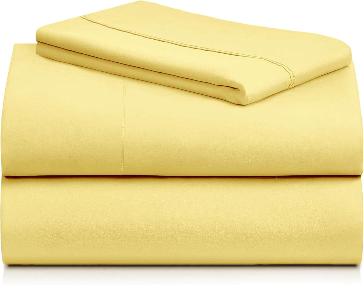 Twin XL Sheets Set, Deep Pocket Twin XL Bed Sheets 4PC, Cooling Bed Sheet Twin XL Size, Soft Silky Fitted Sheet & Pillowcase Sets, Breathable Hotel Bedding Wrinkle Free, Lemon Yellow