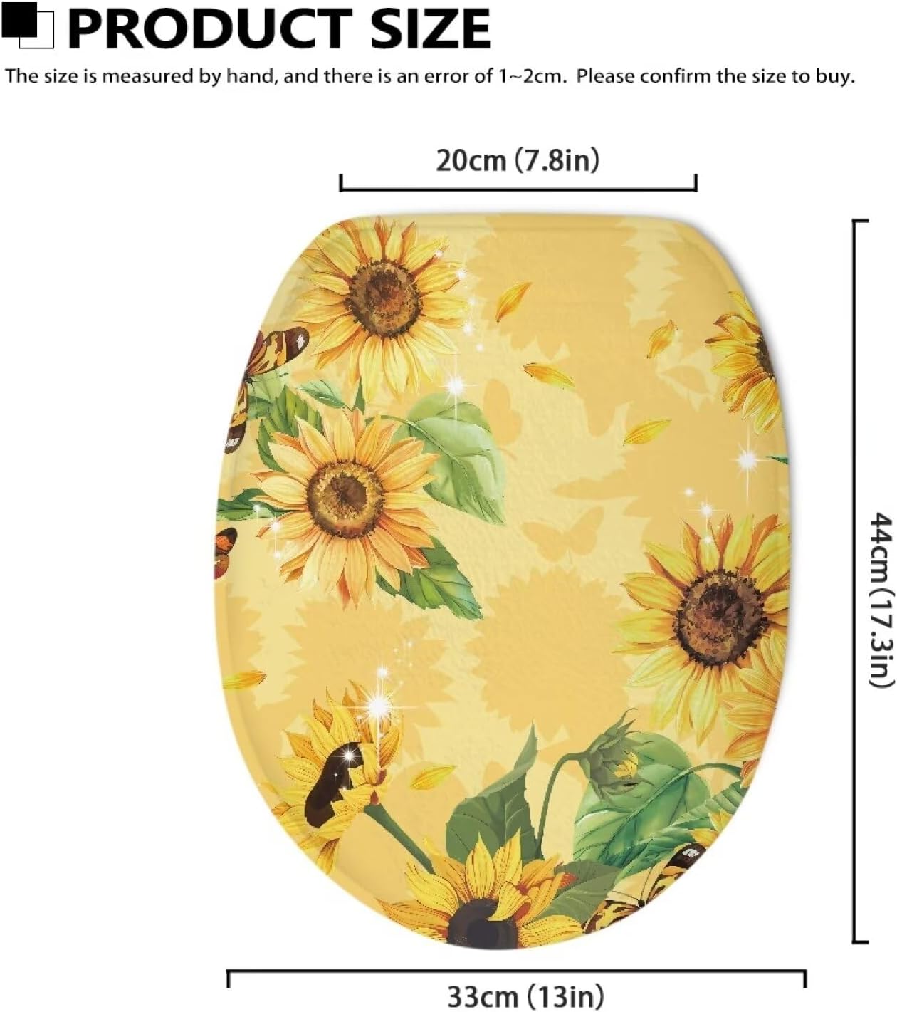 Sunflower Toilet Seat Covers for Bathroom Yellow Toilet Lid Cover Thick Fabric Soft and Absorbent Elongated Round and Oblong Toilet Seat Cover Machine Washable Universal Toilet Seat Cover