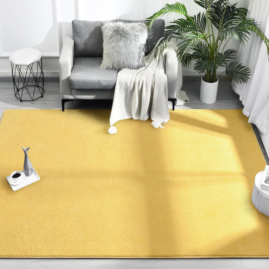 Area Rugs for Bedroom Living Room, 5x8 Yellow Super Soft Comfy Thickened Memory-Foam Indoor Carpets, Modern Aesthetic Minimalist Carpet for Boys Girls Adults Apartment Nursery Home Décor