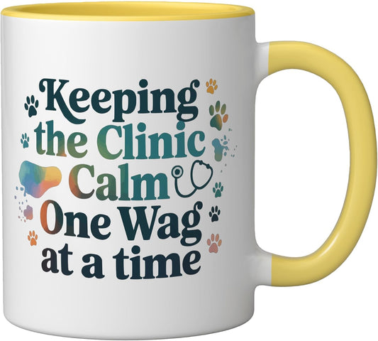 Veterinary Assistant Veterinarian Pet Animal Care Ceramic Mug, Yellow/White, 11oz