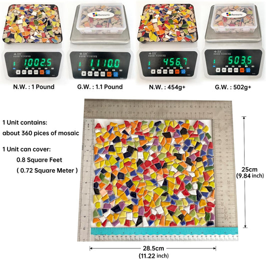 454g Petal Ceramic Mosaic Tiles for Crafts Art, Water Drop Flower Tiles Irregular Ceramic Tiles Bulk, 0.4 inch Square Glazed Porcelain for DIY Mosaic Craft Supplies (Small Irregular)