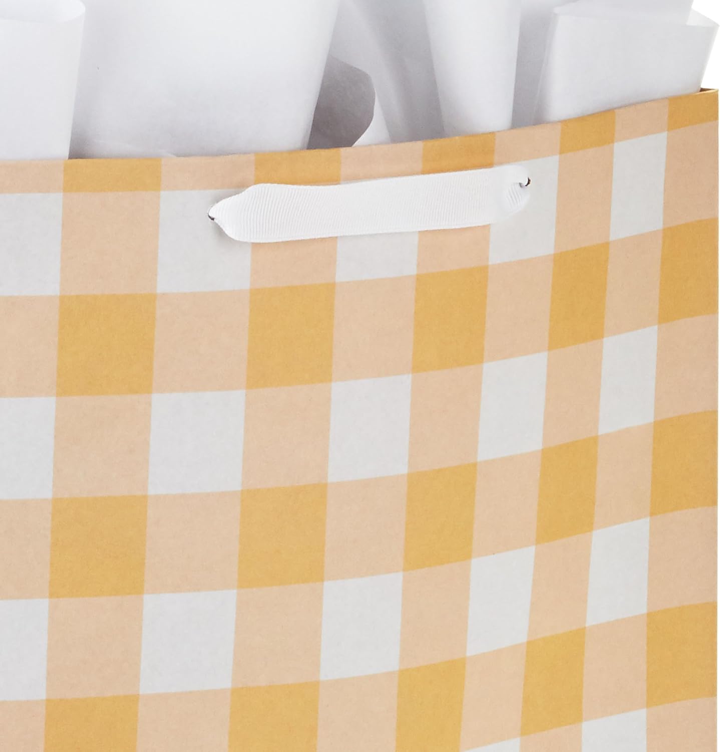 XL Gift Bags with Tissue, 2-Pack (Baby Animals, Yellow Gingham)