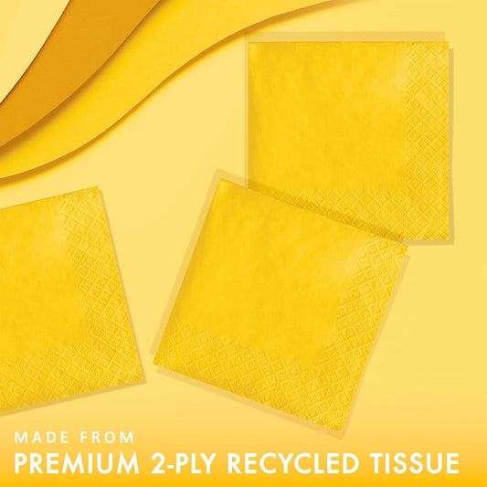 Touch of Color 200 Count 2-Ply Paper Beverage Napkins, School Bus Yellow , one size - 251021