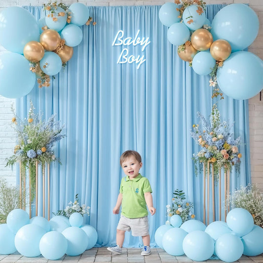 8x10FT Yellow Backdrop Curtains for Wedding Parties, Wrinkle Free Polyester Photography Backdrop Drapes for Wedding Baby Shower Birthday Parties Stage Background Stand Decorations 4x10ft,2 Panels