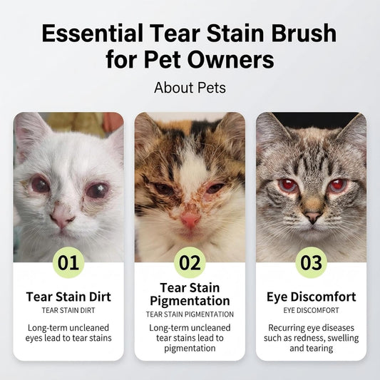 Pet Face Grooming Kit, Curved Tear Stain Comb with Fine Teeth, Round-Tip Safety Scissors, Cat Ear Design, for Dogs and Cats, Yellow, 2-Piece Set (Vibrant Yellow, cat)
