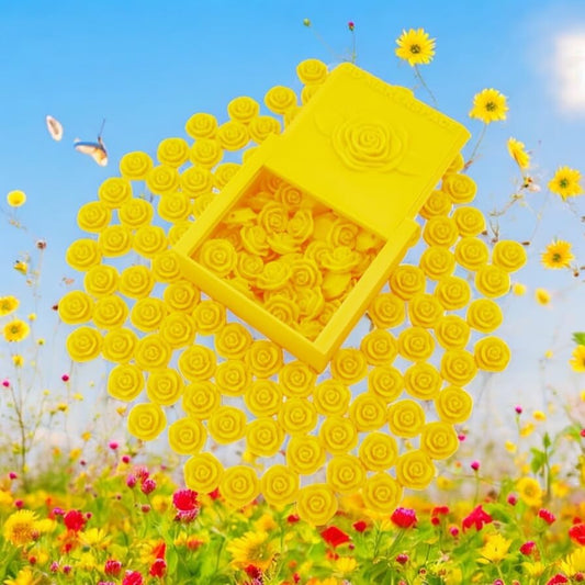 50pcs 3D Printed Sunflower Yellow Rose Detailed Carved Flower Loose Beads for Jewelry Making DIY (Sunflower Yellow)
