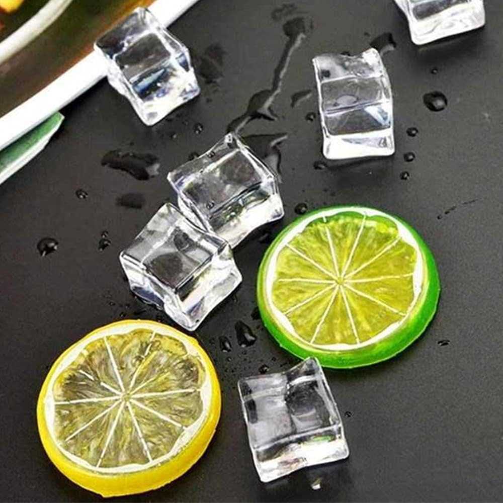 30 Pieces Plastic Simulation Lemon Slices Artificial Fruit Mini Small Model Party Kitchen Wedding Decoration Slices Decorative Fake Fruit (Yellow)