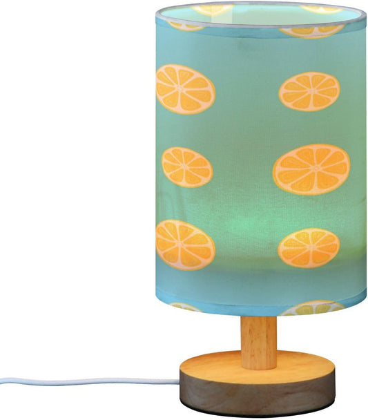 Small Table Lamp, Yellow Lemon Slices Bedside Table Lamp with Fabric Shade - Nightstand Lamp for Bedrooms, Dorm, Living Room