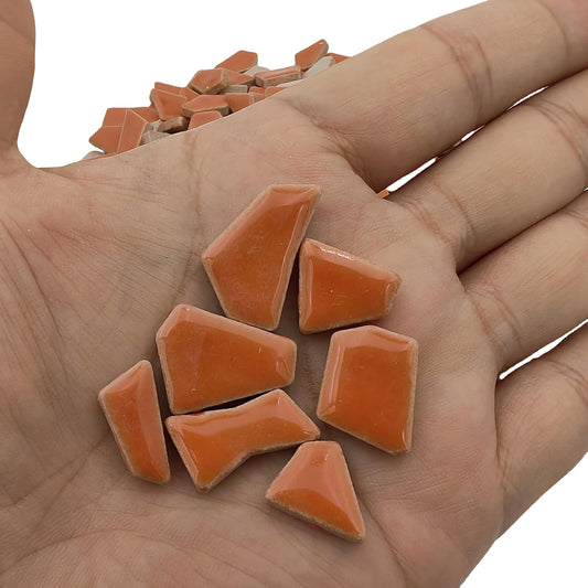 1.1LB Irregular Ceramics Mosaic Tiles, Mosaic Pieces Stones for DIY Mosaic Making Craft Hobby Arts Home Wall Decoration (Tangerine)