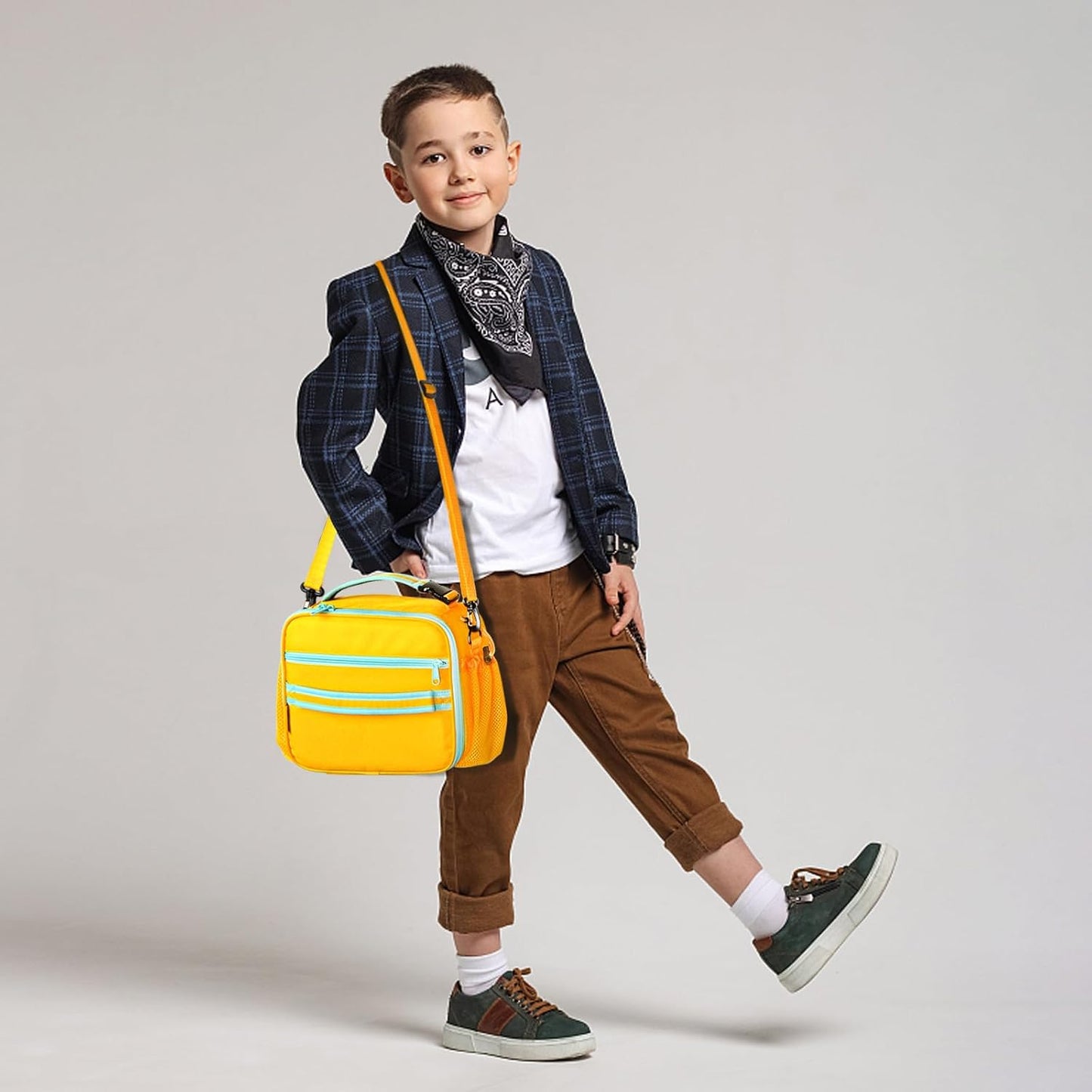 Kids Lunch Box, Yellow-3, Unisex, Polyester, With Insulation, Easy-clean, Multiple Carrying Options, Big Capacity, Lightweight, Quality Guaranteed