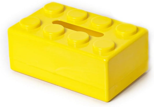 Unique and Practical Building Block Tissue Box, Spacious and Organized(Yellow)