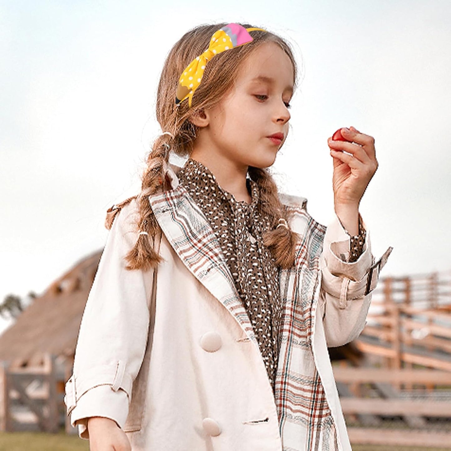 Cute Yellow Pencil Bow Headband for Girls Hair Accessories Outfit