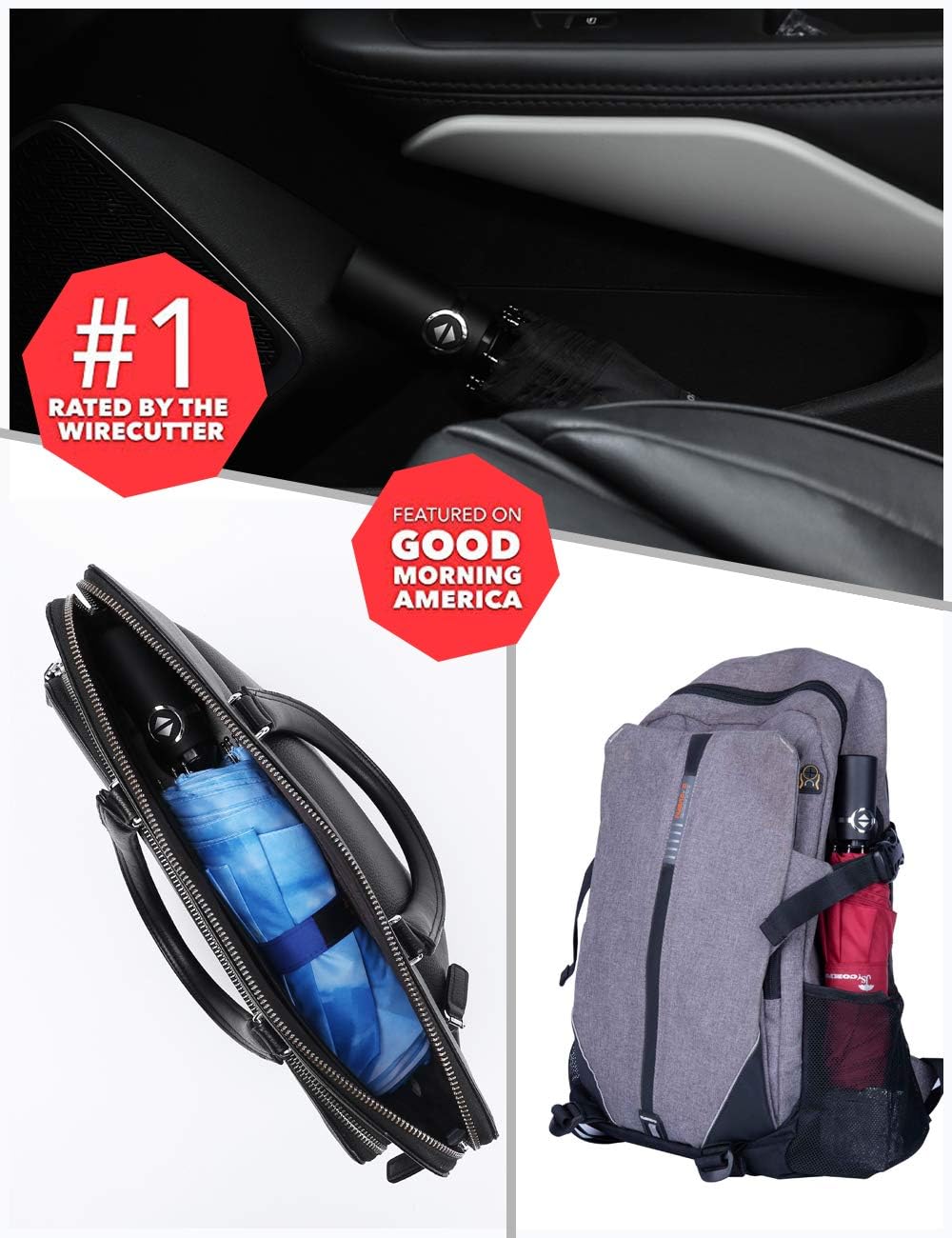 Travel Umbrella for Rain, Windproof Automatic Compact Umbrella | UV Sun Protection, Lightweight Waterproof Travel Size for Backpack & Car, Factory Direct