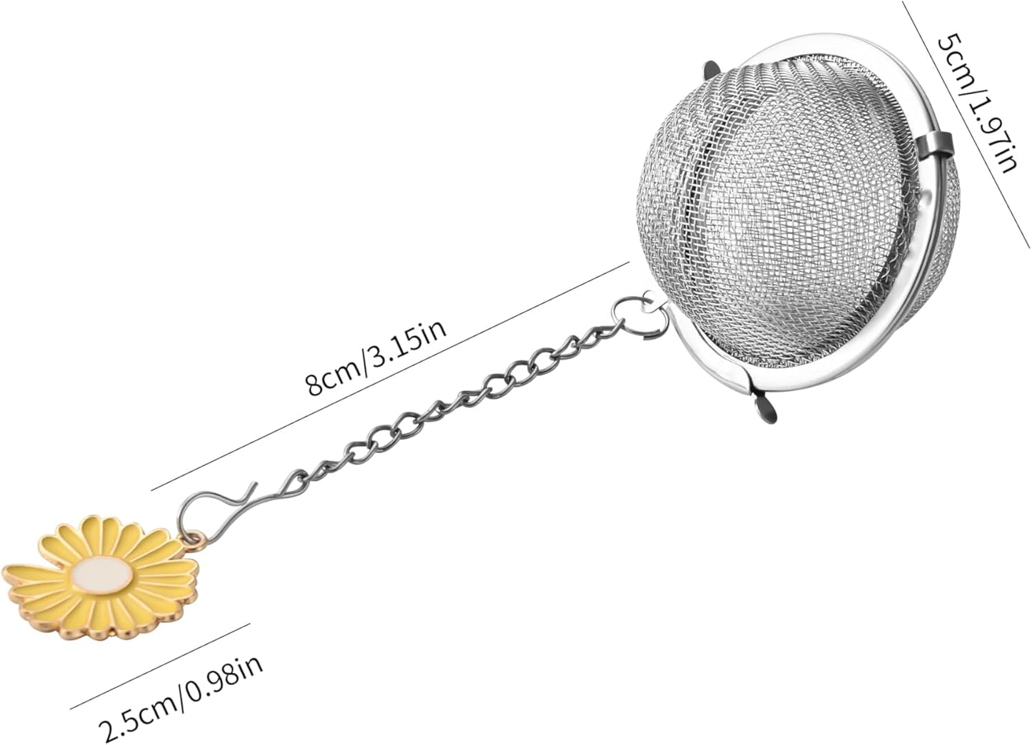 Fox Run Yellow Daisy Tea Infuser Ball, Stainless Steel Mesh Tea Ball for Loose Tea