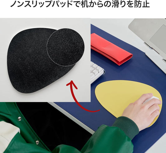 Vegan Leather Mouse Pad | Non-Slip Desk Mouse Pad for Office & Home | Ergonomic Design for Right-Hand Use | Water-Resistant Easy-Clean Mousepad | 9 Colors (Lemon Yellow)