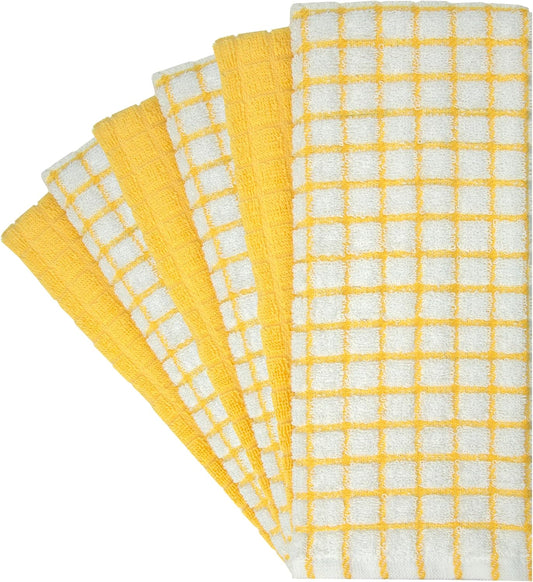 Bumble Kitchen Towels (6 Pack) | 16" x 28" | 100% Cotton Dish Towels for Kitchen | 380 GSM | Soft, Highly Absorbent & Durable Dish Towels with Hanging Loop | Yellow