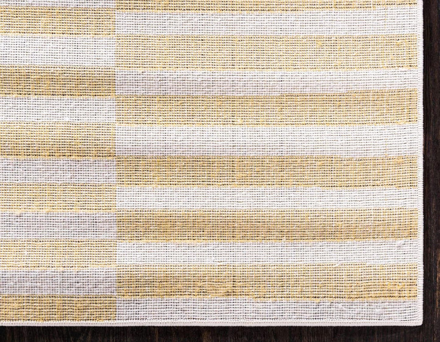 Williamsburg Collection Casual Transitional Thick Alternating Stripes Area Rug (4' 1 x 6' 1 Rectangular, Yellow/Beige)