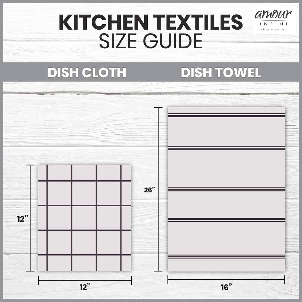 Kitchen Towels Pack of 4 - Absorbent, Quick Drying Premium Cotton Tea Towel - Kitchen Linens 16x28 Inch Dish Towels with Hanging Loop (Yellow)